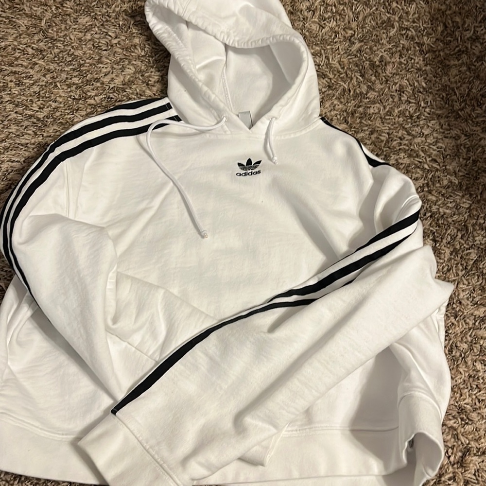 White cropped adidas hoodie